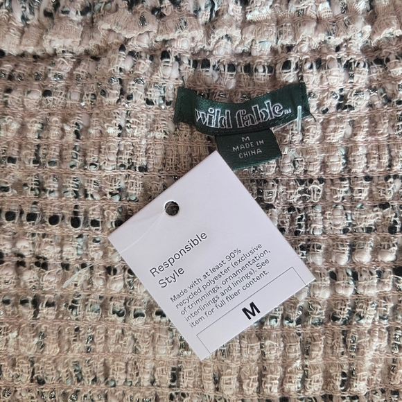 Wild Fable Tweed Boucle Tiny Tank Crop Top & Skort Set Pink NWT Skirt Spring - Picture 11 of 16